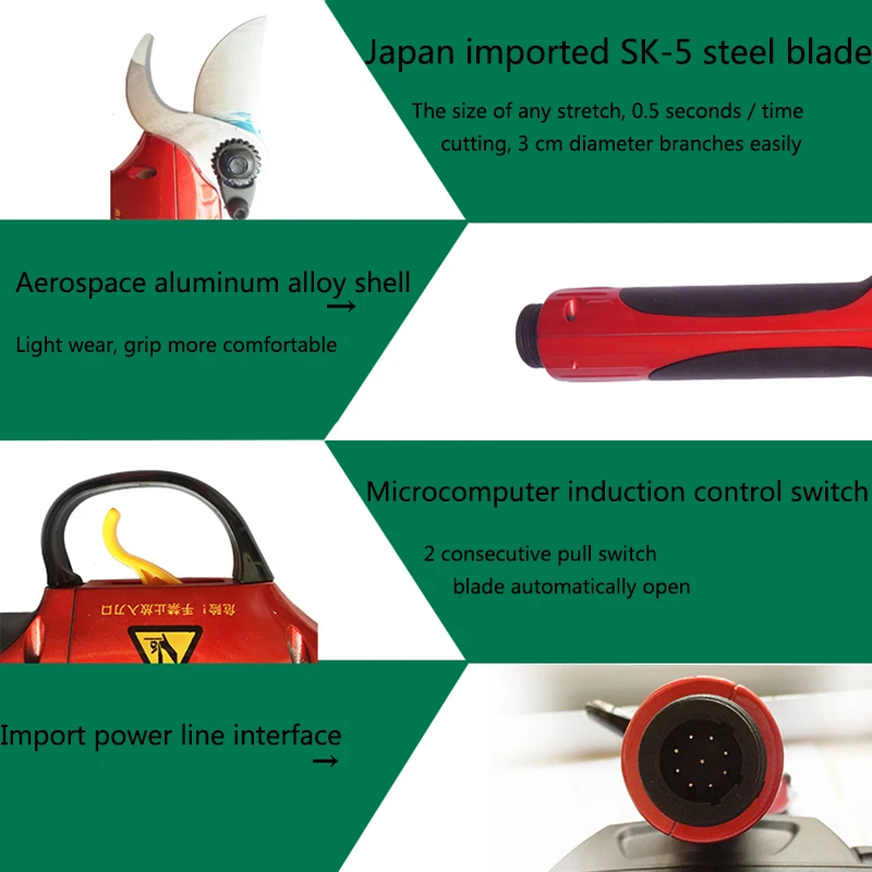 Бесплатная доставка 1 шт. SCA2 Электрический секаторами (полный набор инструментов