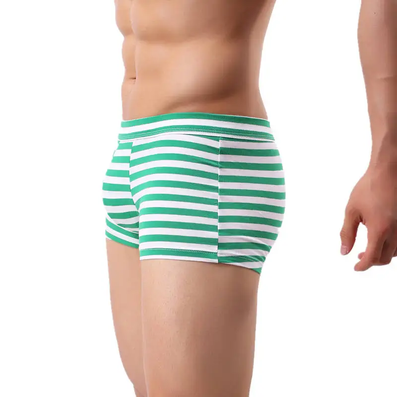 Mens Boxer Sexy Underwear Men Striped Breathable Underwear Boxershorts Bulge Pouch Shorts 7pcs/lot Cotton Cueca Masculina