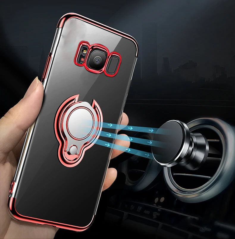 Elecplating мягкий чехол для samsung Galaxy Note 10 5G 9 S10 S9 S8 плюс J6 J4 J3 J5 Prime A6 чехол Невидимый палец кольцо крышки