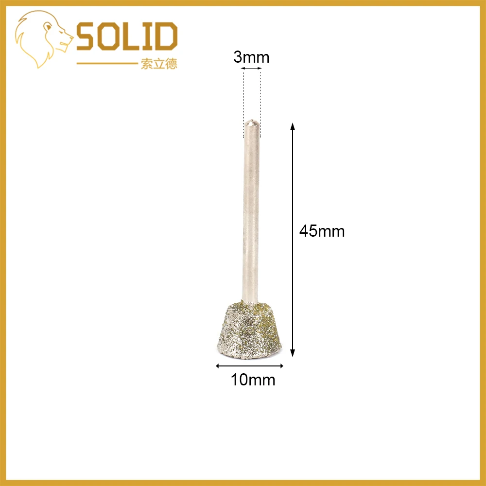 

Diamond Grinding Head Shank 3mm Bit Jade Stone Carving Polishing for Rotary Tool Inverted Cone 20Pcs