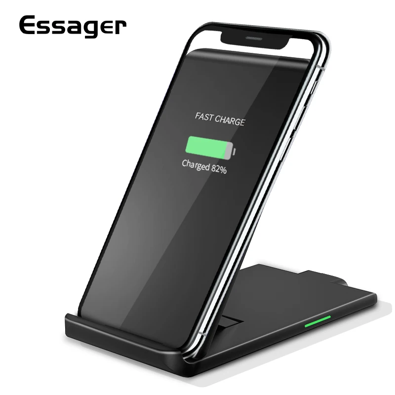 Беспроводное зарядное устройство Essager Qi для iPhone X samsung Xiaomi Mi 9 huawei P30 Pro 10W быстрое зарядное устройство Беспроводная зарядная док-станция