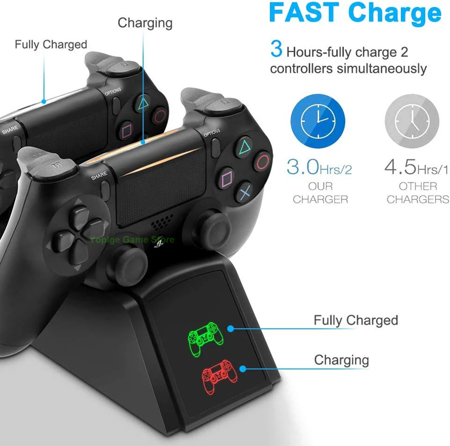 PS4/Pro/Slim 2 контроллера зарядное устройство LED беспроводной геймпад зарядная док