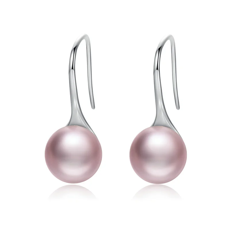 BAMOER 925 пробы серебро 4 цвета круглый искусственный жемчуг Висячие серьги для женщин Стерлинговое серебро ювелирные изделия Oorbellen Brincos SCE146 - Окраска металла: SCE145