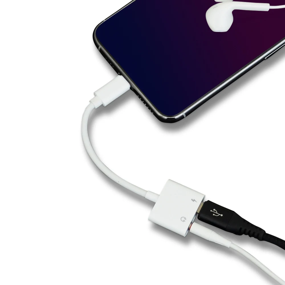 2 в 1 зарядное Освещение адаптер 3 5 мм разъем для наушников Портативный iphone 8 7 6 Plus X
