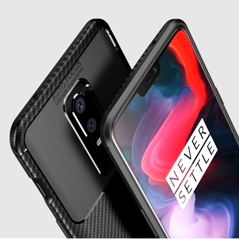 Чехол из углеродного волокна для Oneplus 6 A6000 тонкий прочный противоударный мягкий