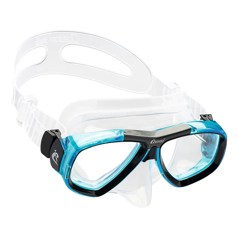 CLEAR-AQUAMARINE Маленькое ручное производство фокус маска для подводного плавания закаленное Стекло 2 окна низкий объем Подводное плавание маска для взрослых - Цвет: CLEAR-AQUAMARINE