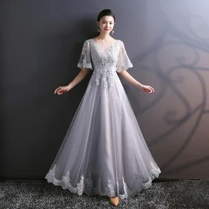bridesmaid dresses Elegant Lace Edge long wedding party dress Plus sizes Grey bridesmaid dress Tulle Robe Soiree bridesmaid dresses Elegant Lace Edge long wedding party dress Plus sizes Grey bridesmaid dress Tulle Robe Soiree