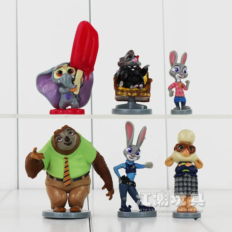 Disney Zootopia Ник Уайлд Джуди Хопс 10 Шт./лот PVC Фигурки Аниме Базовый Набор Brinquedos 5 СМ