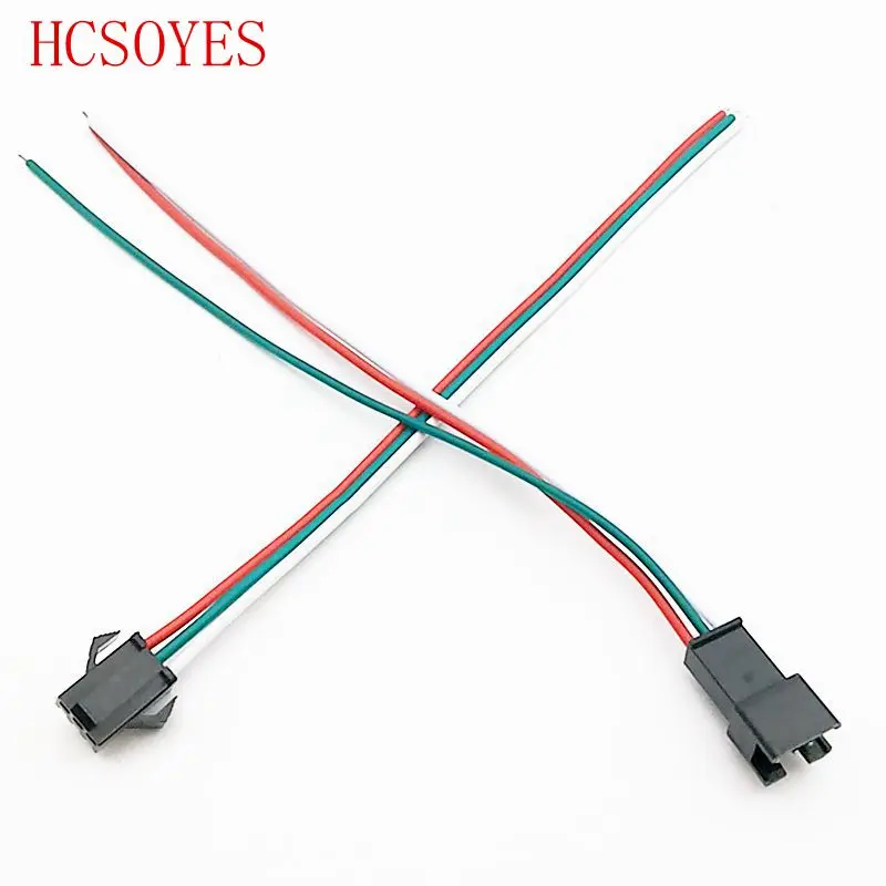 HCSOYES (5 пара/лот) 3 Pin JST SM коннекторы для WS2812B WS2811 Светодиодная лента женский и