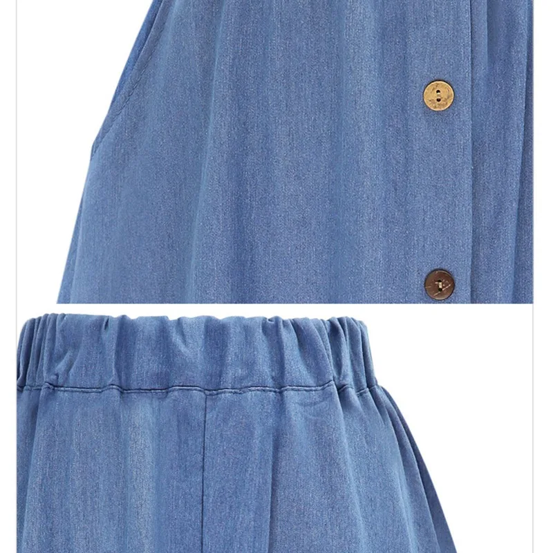 

Blue Denim Jean Skirt Women Long Solid Button Casual Knee Length Skirt Female 2018 New Arrival Big Hem High Waist Skirt L3