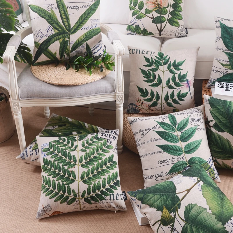 Зеленое растение листьев Подушка массивы жидкие цветы и подушки американский