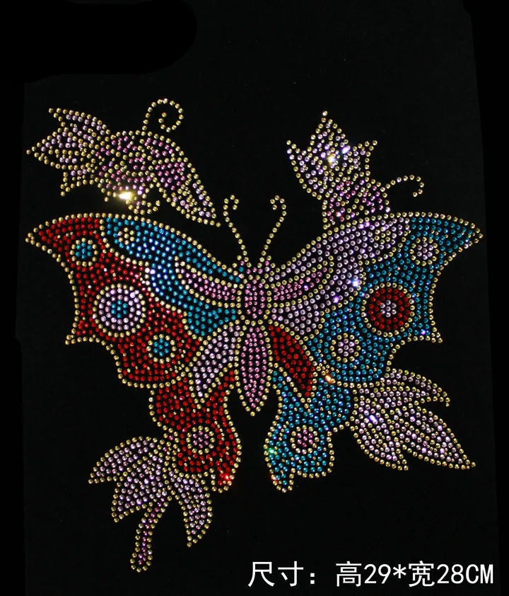 

Elegant Butterfly iron on crystal transfers design hot fix rhinestone motif designs applique patches