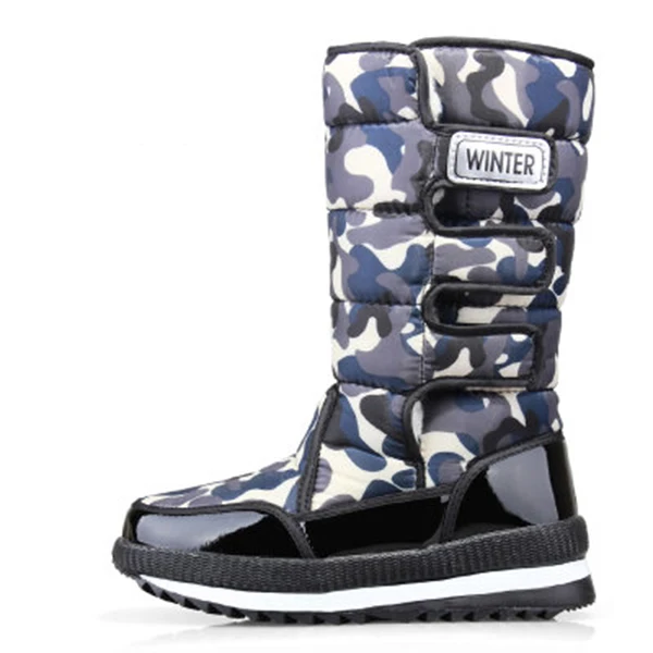 Blue camouflage Уличные теплые водонепроницаемые зимние сапоги; женская обувь на платформе с толстым плюшем; нескользящие высокие сапоги; зимняя обувь для походов, походов, лыж, путешествий, спорта - Color: Blue camouflage