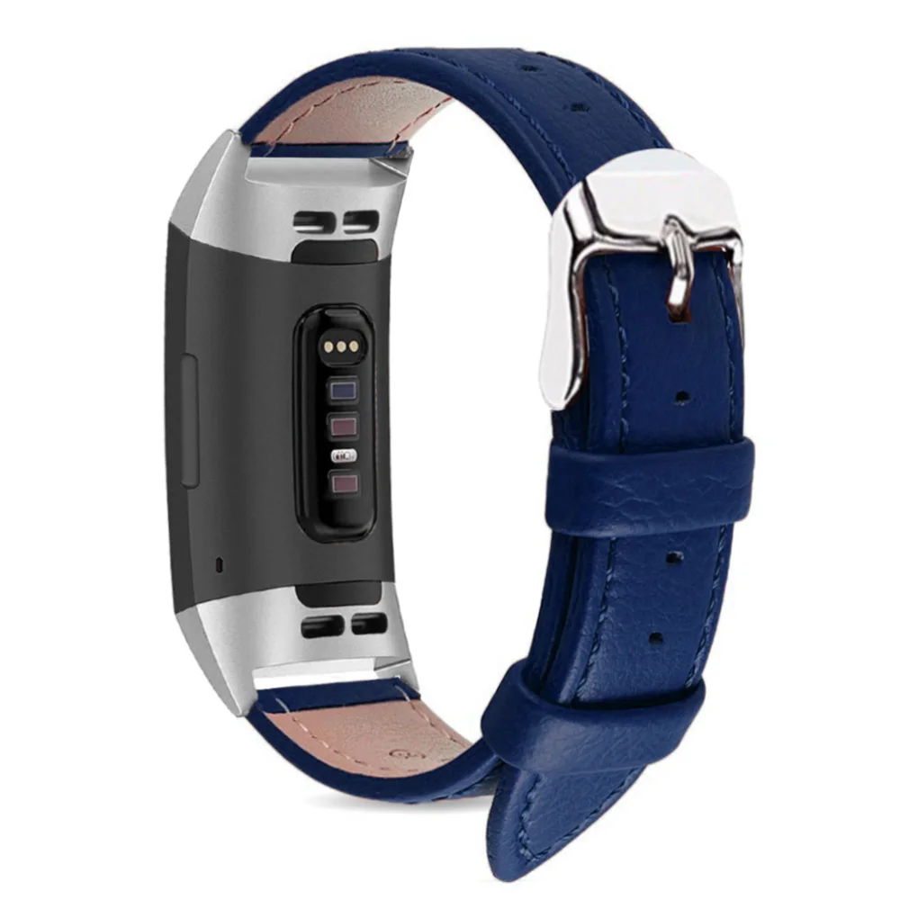 Синий Коричневый кожаный ремешок для смарт-часов для Fitbit Charge 3 сменный ремешок для Fitbit Charge 3 band умные аксессуары - Цвет ремешка: Синий