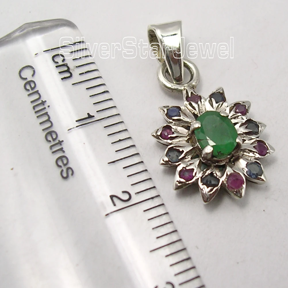 Выбор Muiltiple Chanti International. Серебряная подвеска RUBI Emeralds Sappfire см 2,3 см ювелирные изделия