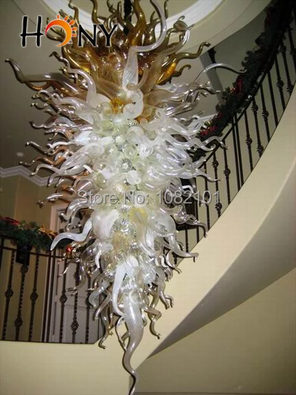 

Free Shipping Large Hotel K9 Crystal Hand Blown Art Glass Chandelier