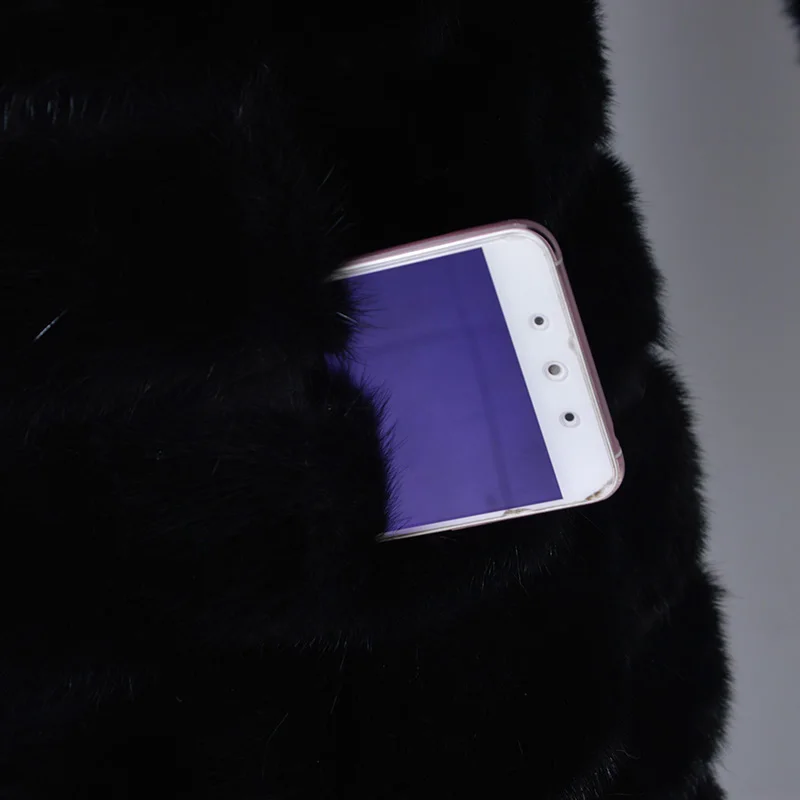 QIUSIDUN Mink Fur Coat Beautiful Coats Women Fur Coat Fashion Slim Mink Fur For Women  Mink Tail  Black New