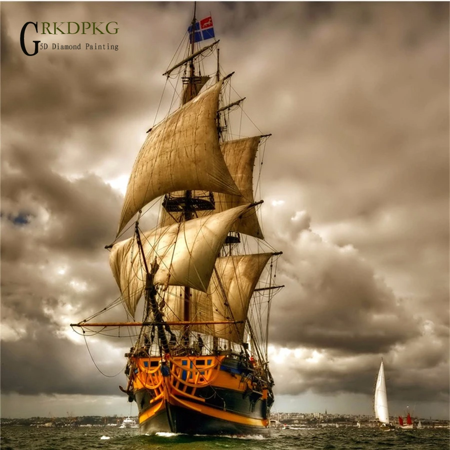 

5D Diy Full Diamond Painting sailboat gift Pictures Cross Stitch kits Diamond Embroidery Crystals round Diamond Mosaic Landscape