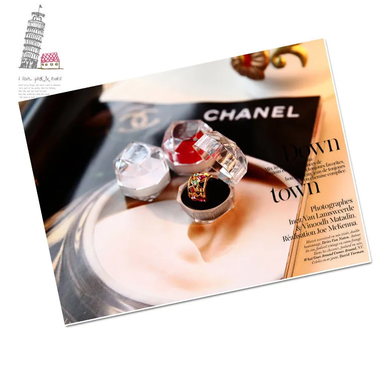 4 шт. элегантное акриловый прозрачный кольца серьги Дисплей венчания коробки