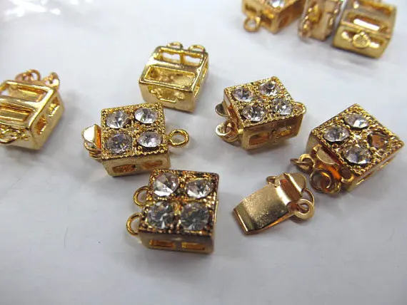 high quality 50pcs 10-12mm Metal cubic zirconia Clasp brass flower clasp round square | Украшения и аксессуары
