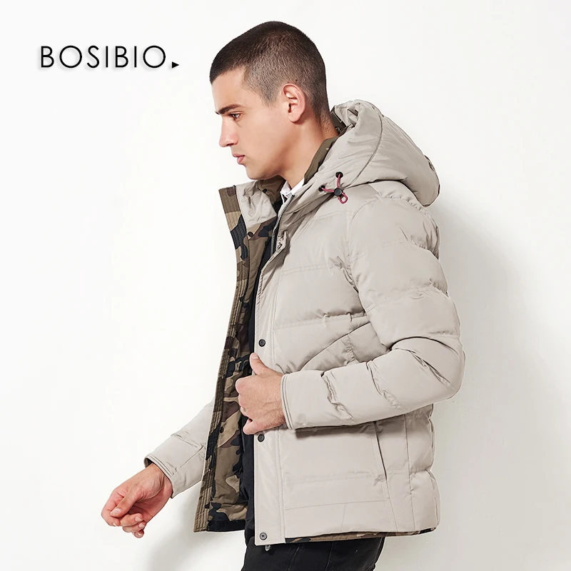 BOSIBIO/2018 модная мужская зимняя парка с хлопковой подкладкой ветрозащитная куртка