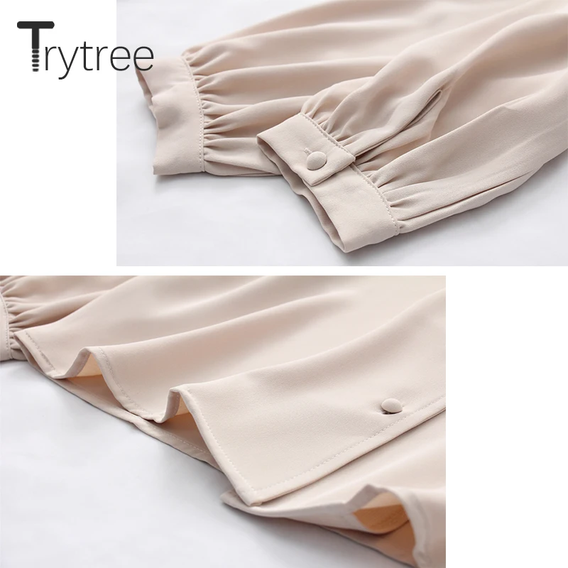 Женская однобортная блузка Ttytree Весенняя Повседневная рубашка с оборками