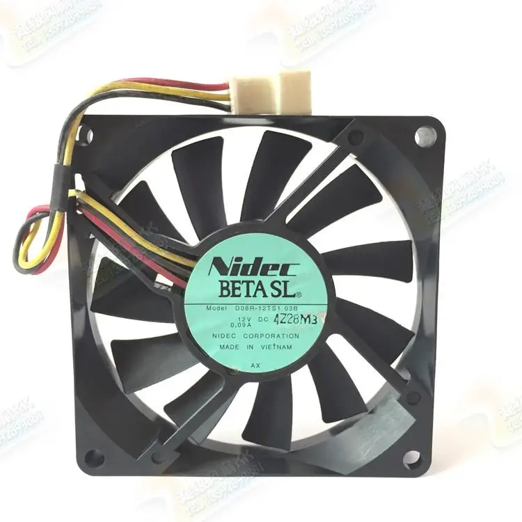 Вентилятор охлаждения сервера Nidec D08R 12TS1 03B DC 12 В 0 09a 80x80x15 мм|square fan|server fan80x80x15mm fan |