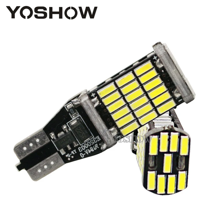 2 шт. T10 T15 W16W LED Обратный Лампочки 920 921 912 Canbus 4014 45smd чипсетов ошибок Резервное