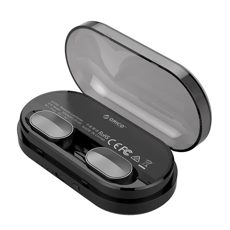 Gray ORICO TWS мини беспроводные Bluetooth наушники 4,2 версия HIFI стерео портативные наушники гарнитура с зарядным устройством 2000 мАч - Цвет: Gray