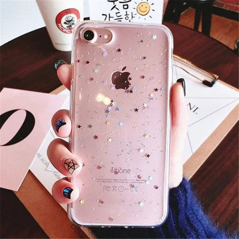 Чехол для iPhone X XS MAX XR 2018 блестящий мерцающие звезды мягкий чехол телефона 6 6S Plus 7 8