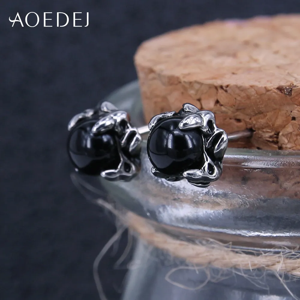 AOEDEJ Орлиный коготь черные мужские серьги из нержавеющей стали Кристальные панк
