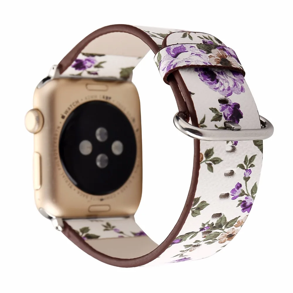 Для Apple Watch ремешок apple watch кожаный Новый маленький цветочный 38 мм/42 мм|Ремешки для