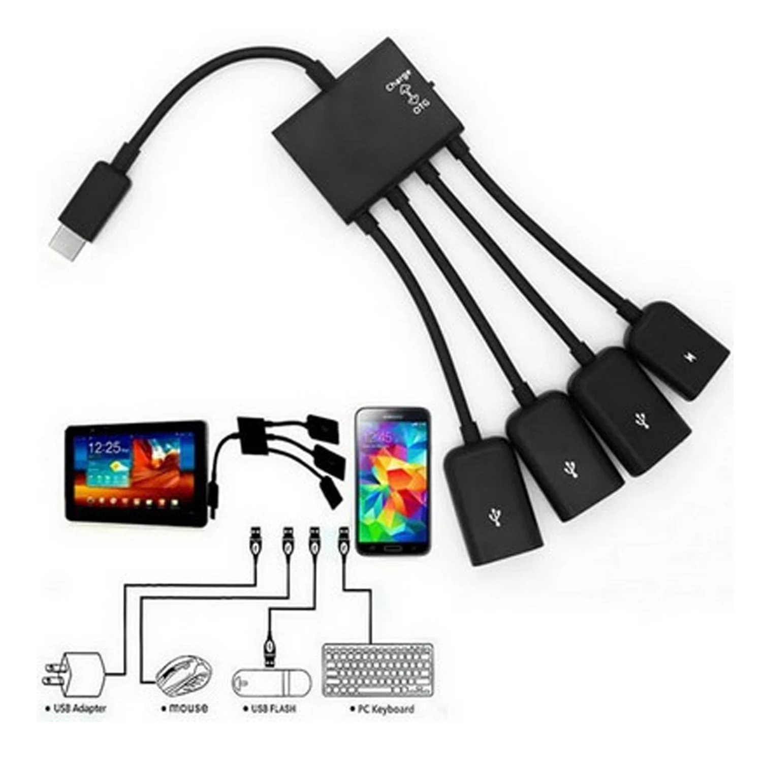 4 в 1 микро USB OTG Мощный многофункциональный мужской и женский концентратор