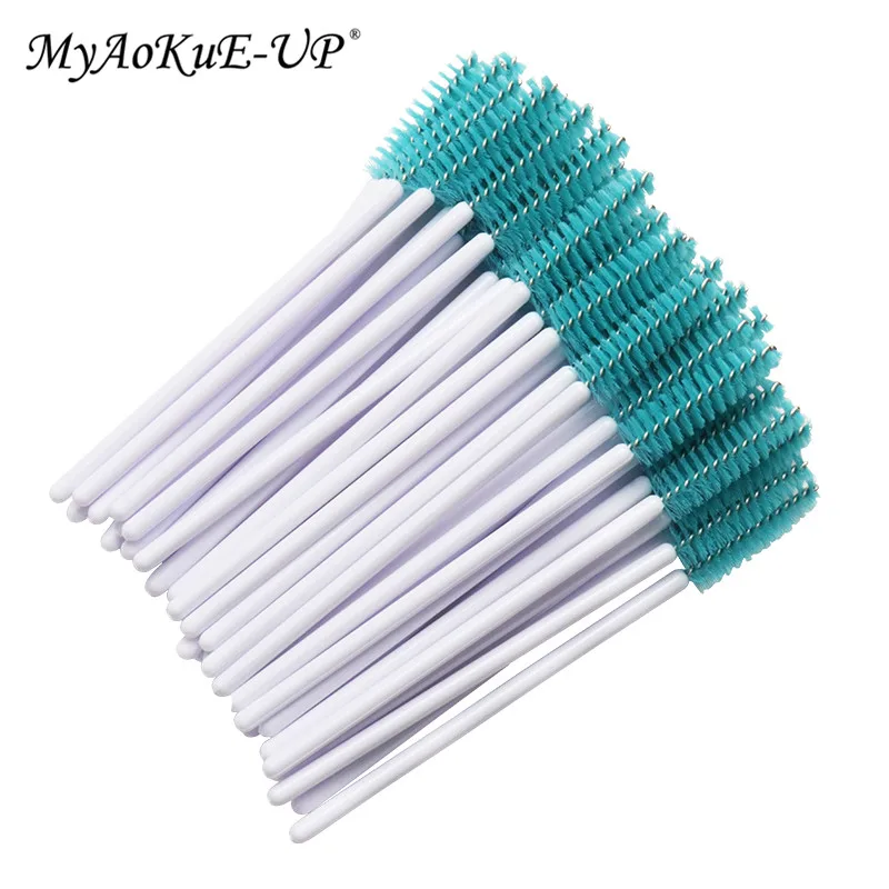 nylon white green Новое поступление 200 шт розовая ручка нейлоновая одноразовая тушь для ресниц палочки ресницы для наращивания ресниц кисти для макияжа - Handle Color: nylon white green