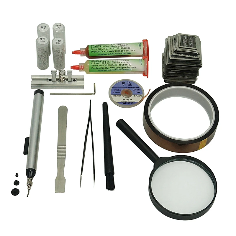 

BGA Reballing Kit 219PCS Stencils Solder Balls Reball Fixture XBOX PS3 Laptop Dektop motherboard phone repair tool