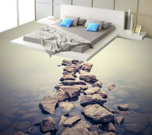 

[Self-Adhesive] 3D Fog Stones River 56 Non-slip Waterproof Photo Self-Adhesive Floor Mural Sticker WallPaper Murals Print Decal