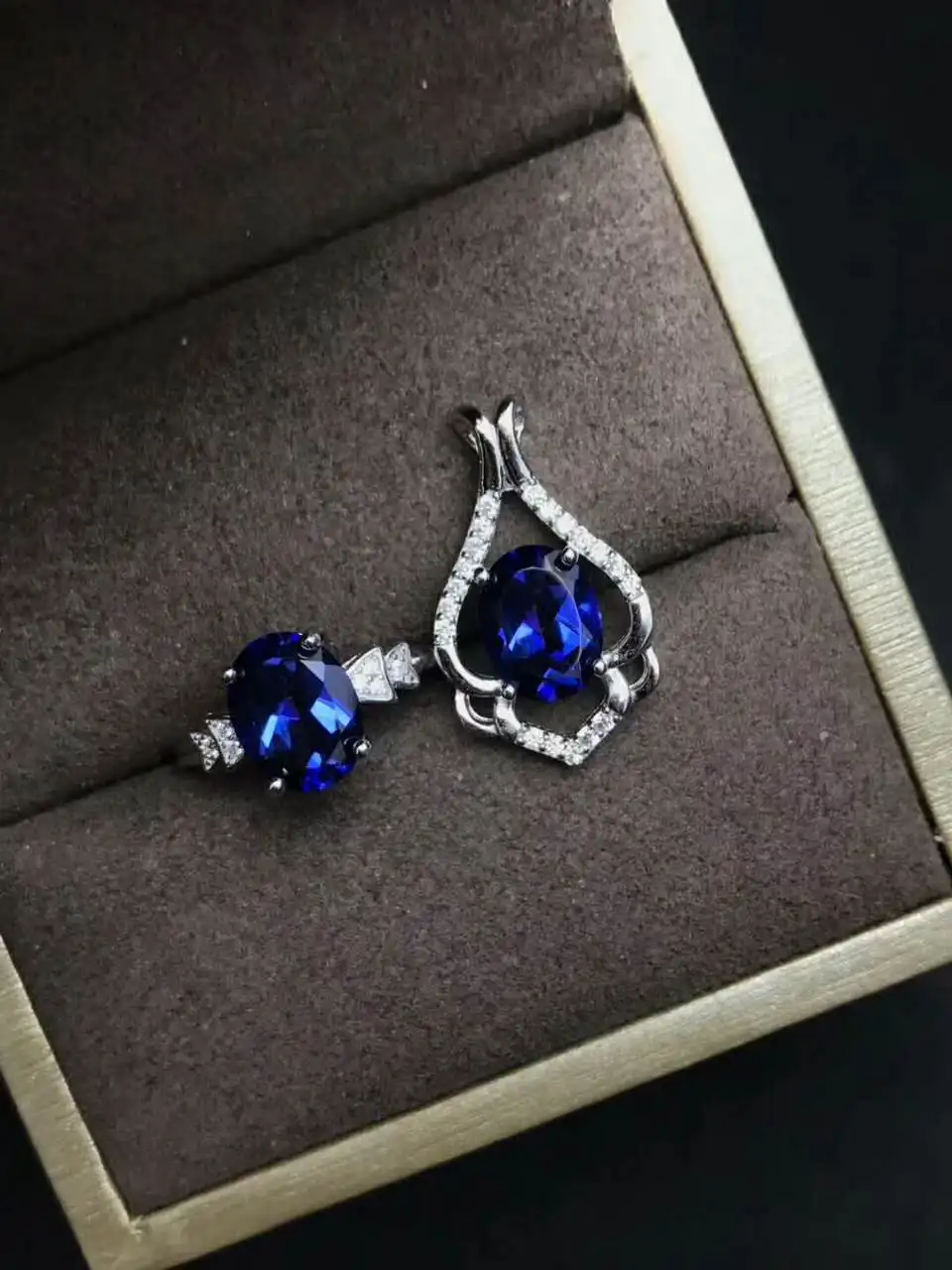 KJJEAXCMY Fine jewelry 925 Стерлинговое Серебро инкрустированная натуральная Подвеска из танзанита кольцо shinv цвет Тото Бо ожерелье набор