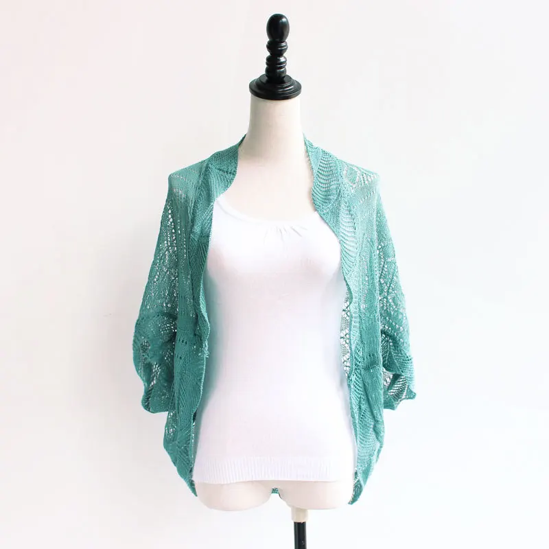 Summer women's cardigan hollow-out thin knit loose bat sleeve air conditioner shirt suntan shirt small cape cardigan jacket