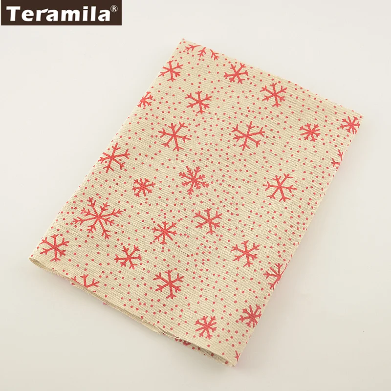 Cotton Red Snowflake Designs Linen Fabric Sewing Material Tissu TERAMILA Tablecloth Pillow Bag Curtain Cushion Zakka CM | Дом и сад