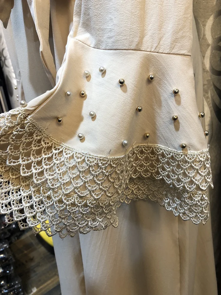 Женское мусульманское платье с расклешенным рукавом элегантное кружевное