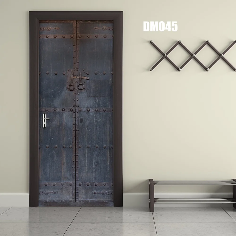 door stickers DM045 Деревянные двери ремонт 3D стикер стены ПВХ съемные обои на дверь Свирепый тигр выход Темный partternfor домашний декор DM030 - Цвет: door stickers DM045