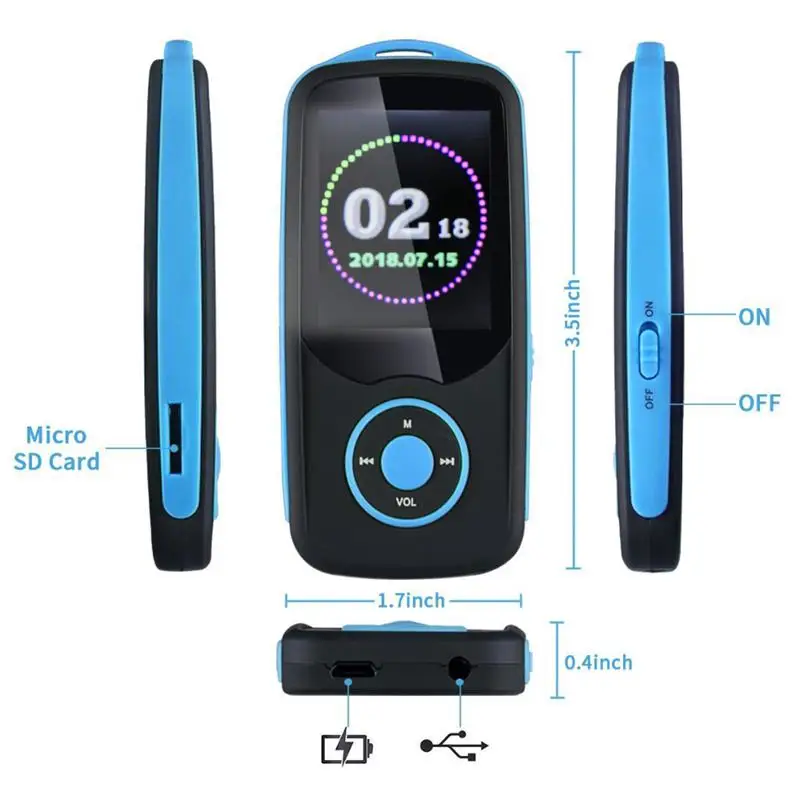Оригинальный RUIZU X06 Bluetooth спортивный MP3 музыкальный плеер 1 8 дюймов экран может