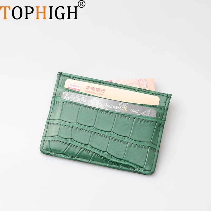 TOPHIGH зеленый визитница для Для женщин 2021 из коровьей кожи с узором крокодиловая