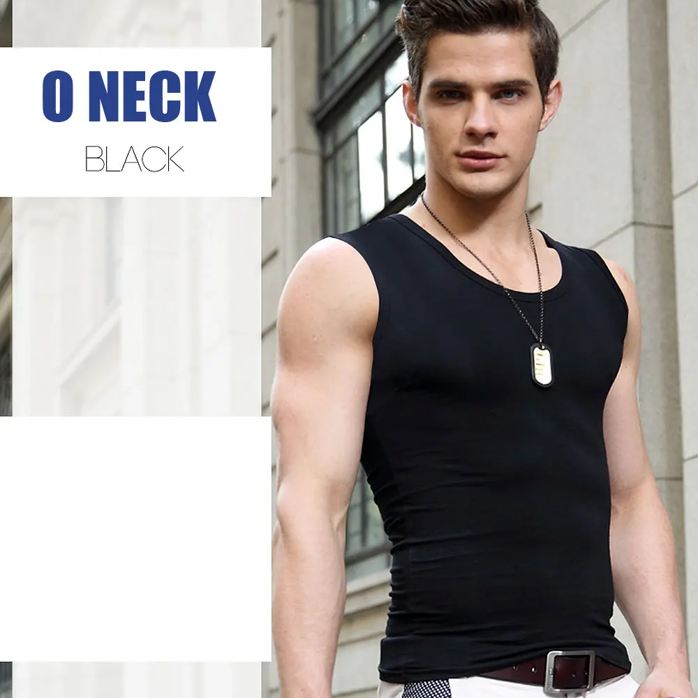 O Neck Black Летний стиль хлопок майка Мужская Нижняя Майка бренд качество мужской жилет для бодибилдинга стрейч майка человек без рукавов - Цвет: O Neck Black