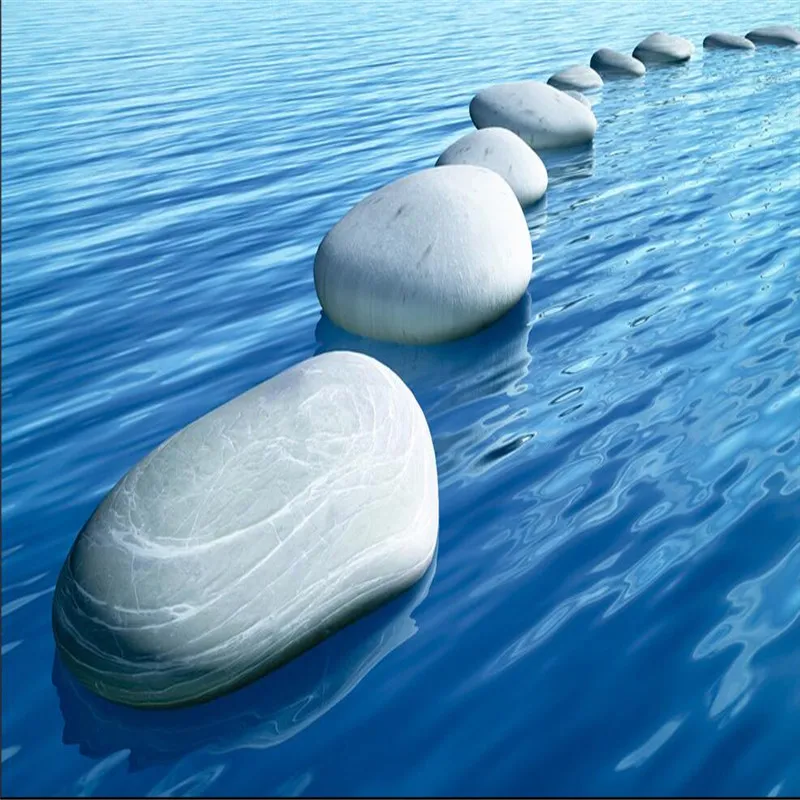 Обои для гостиной спальни 3D морской синий камень соединенный пол живопись ванная