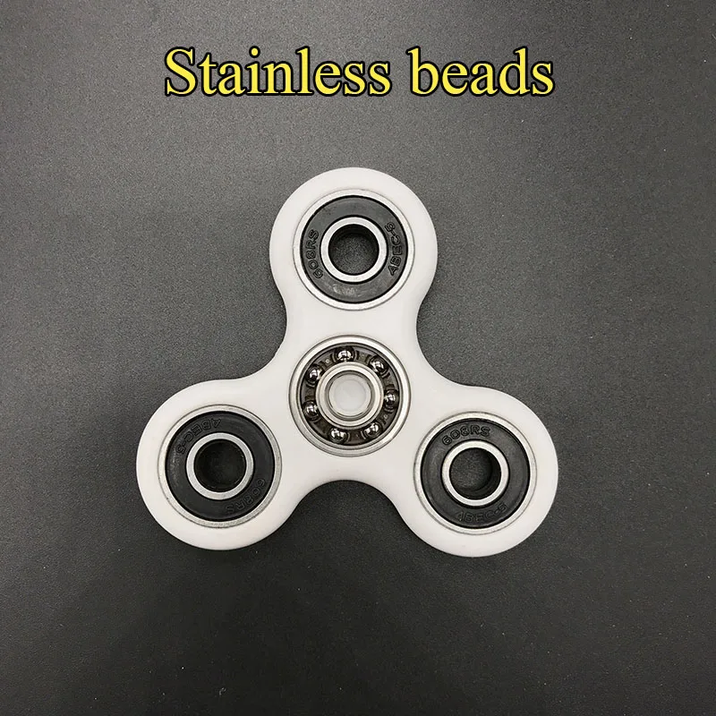 7 Цветов керамика Бусы Tri-Spinner Пластиковые EDC Руки Спиннер Для Аутизма и СДВГ волнуются спинер Долгое Время Анти стресс Игрушки - Цвет: White Steel