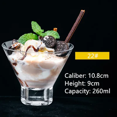 22 Креативный Кубок, чаша для мороженого, стеклянная чашка для сока, десерта, безопасная Бессвинцовая стеклянная чаша для десерта, стеклянная чаша для салата, посуда - Цвет: 22