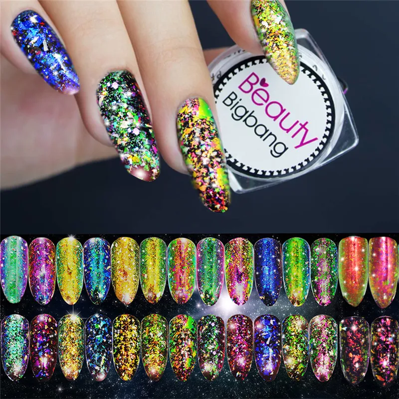 BeautyBigBang 0 2g хамелеон лак для ногтей с блестками Нерегулярные Flakies порошок