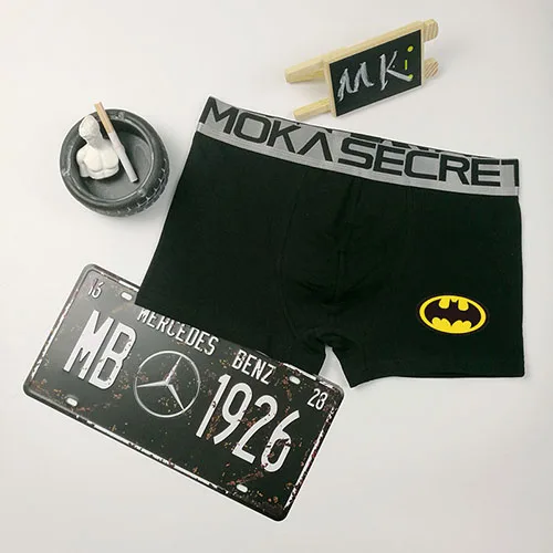 batman1 Мужское нижнее белье с принтом Бэтмена, боксеры, шорты, чёсаный хлопок, Мультяшные одноцветные мужские трусы, нижнее белье, мужские боксеры - Цвет: batman1