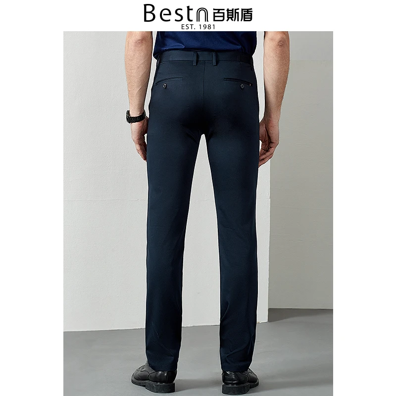 Bestn 2019 весенне-летние мужские деловые прямые однотонные облегающие штаны с